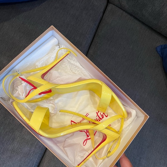 Christian Louboutin Yellow Patent Heels - Picture 1 of 4